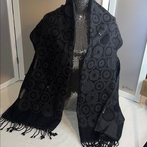 Dupatta Loretta Sequin Wool Shawl circle sequin black gray